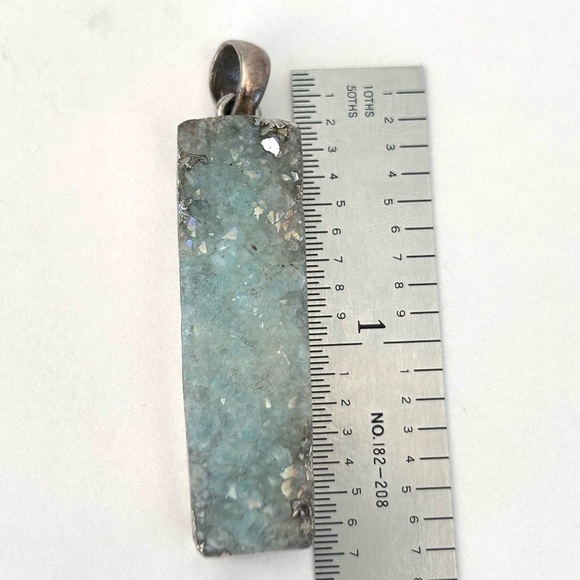 Aquamarine Quartz Druzy Pendant - Picture 2 of 7